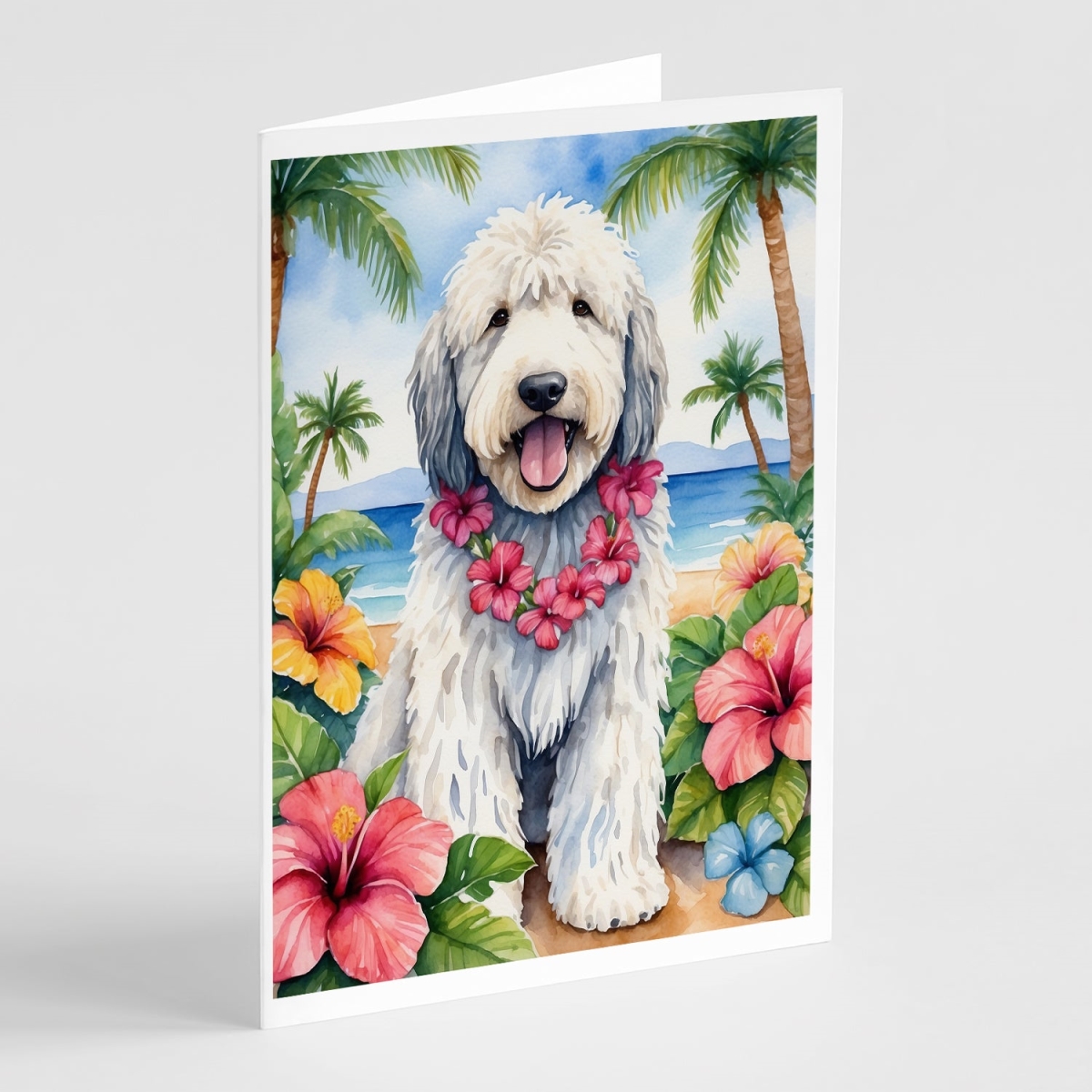 5 x 7 in. Komondor Luau Greeting Cards - Pack of 8