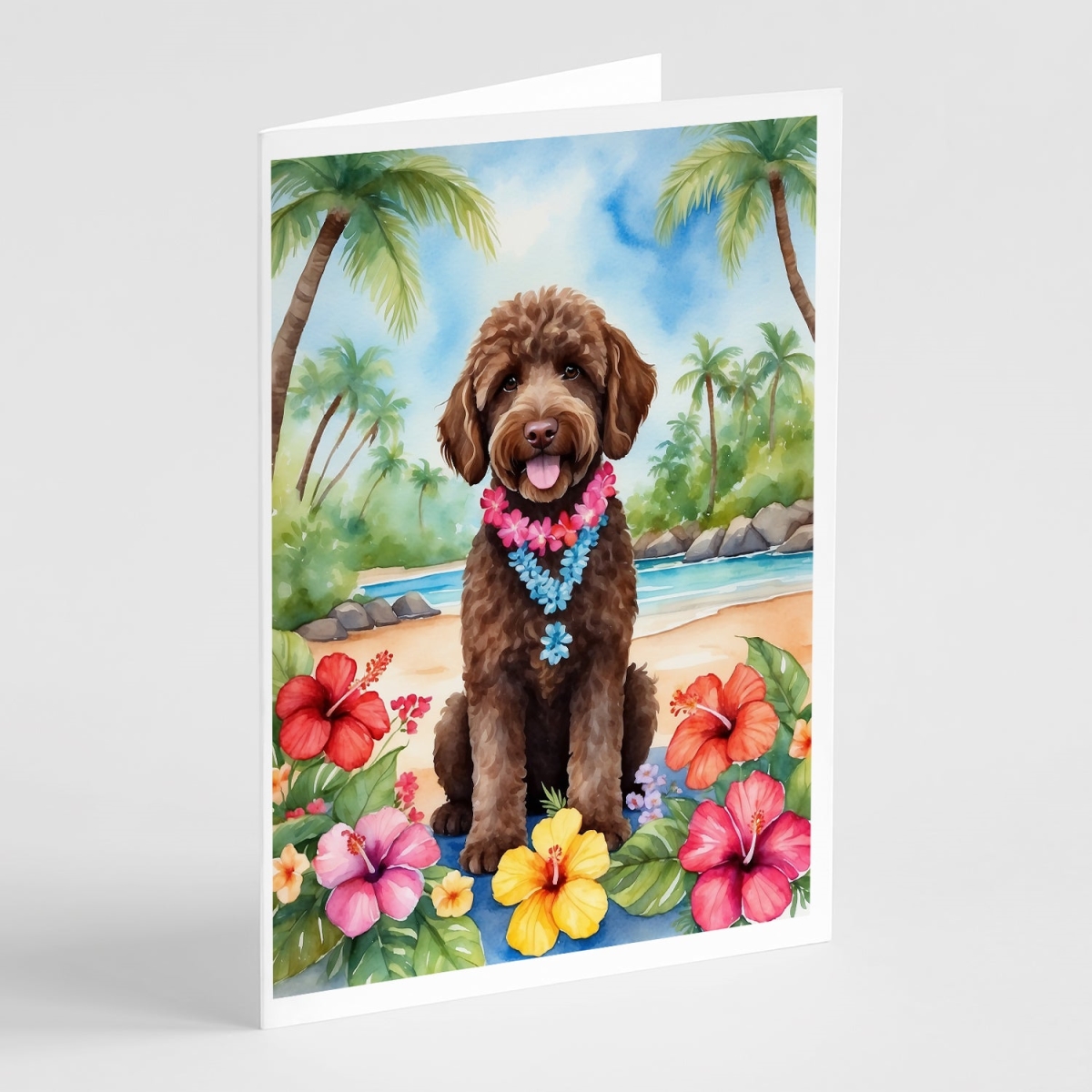 5 x 7 in. Labradoodle Luau Greeting Cards - Pack of 8