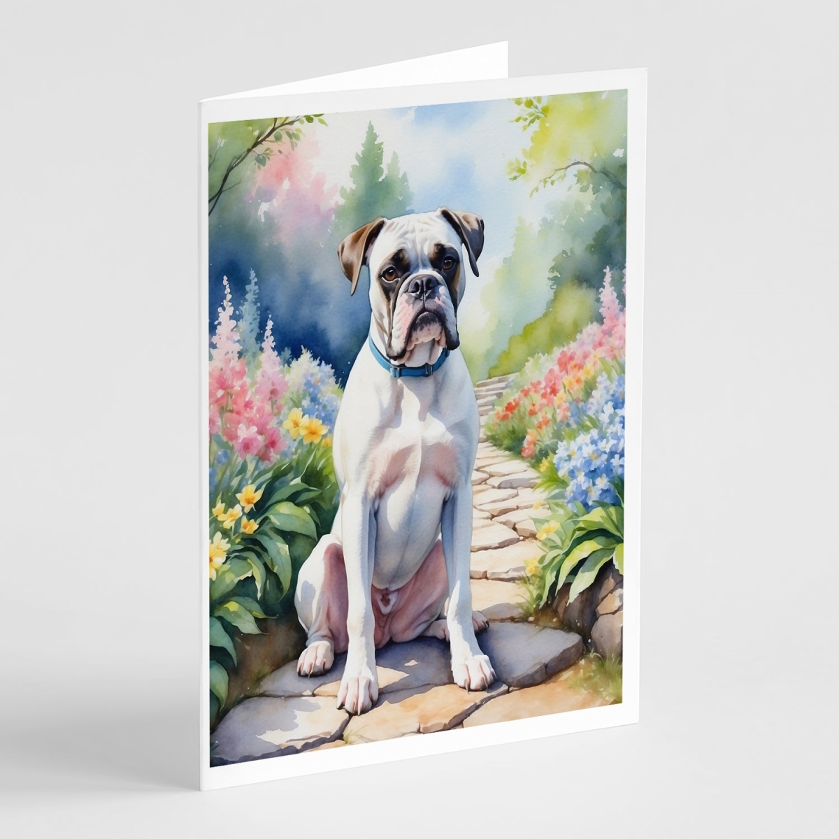 DAC6580GCA7P 5 x 7 in. White Boxer Spring Path Greeting Cards - Pack of 8