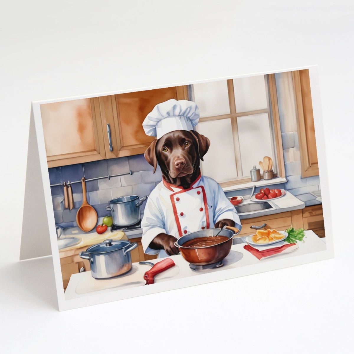 DAC6277GCA7P 5 x 7 in. Chocolate Labrador Retriever The Chef Greeting Cards - Pack of 8
