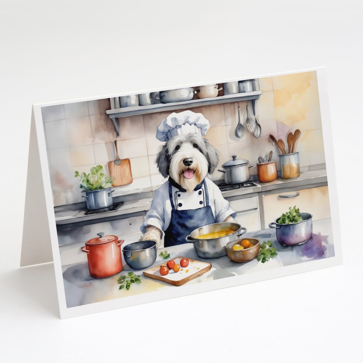 DAC6294GCA7P 5 x 7 in. Old English Sheepdog The Chef Greeting Cards - Pack of 8