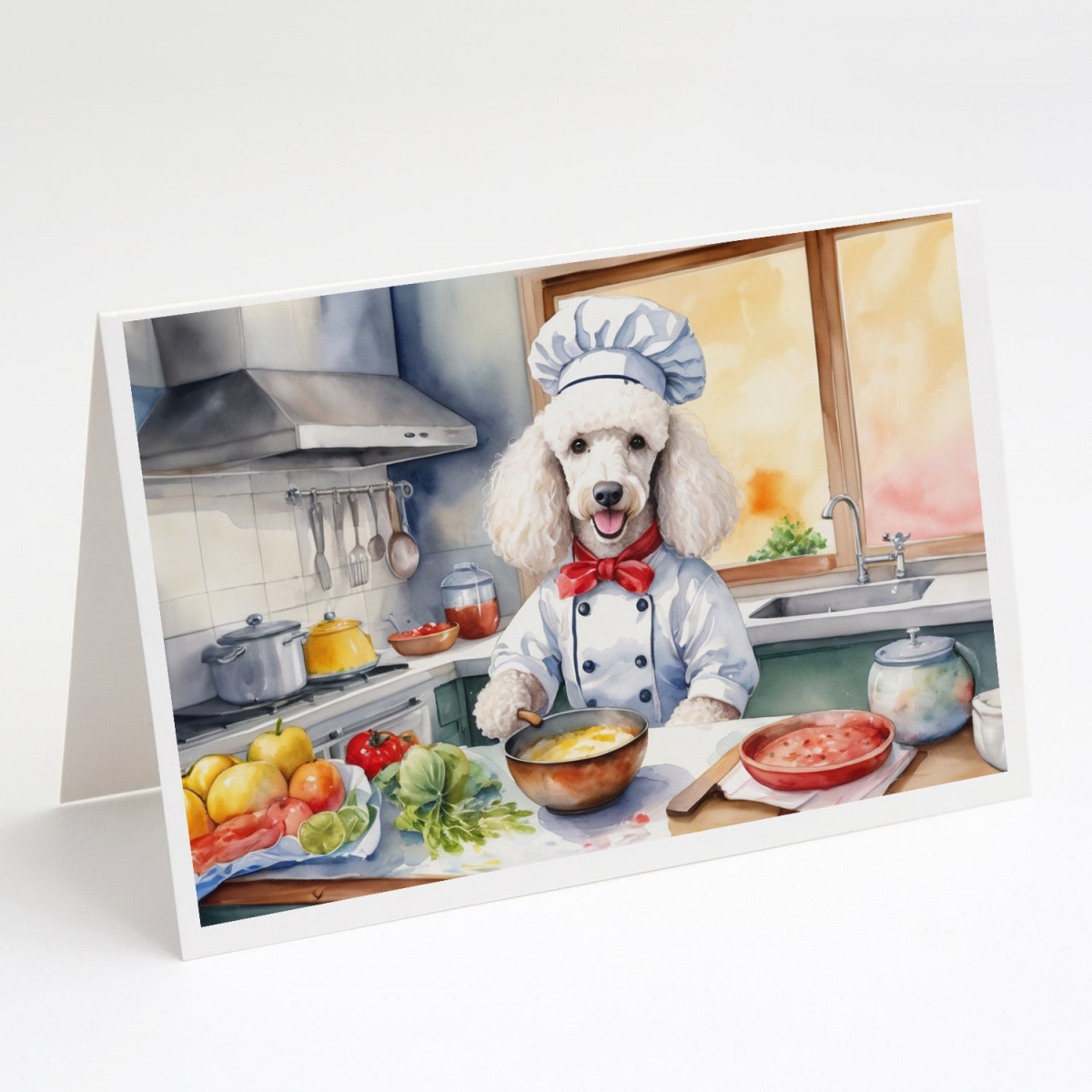 5 x 7 in. White Poodle The Chef Greeting Cards - Pack of 8