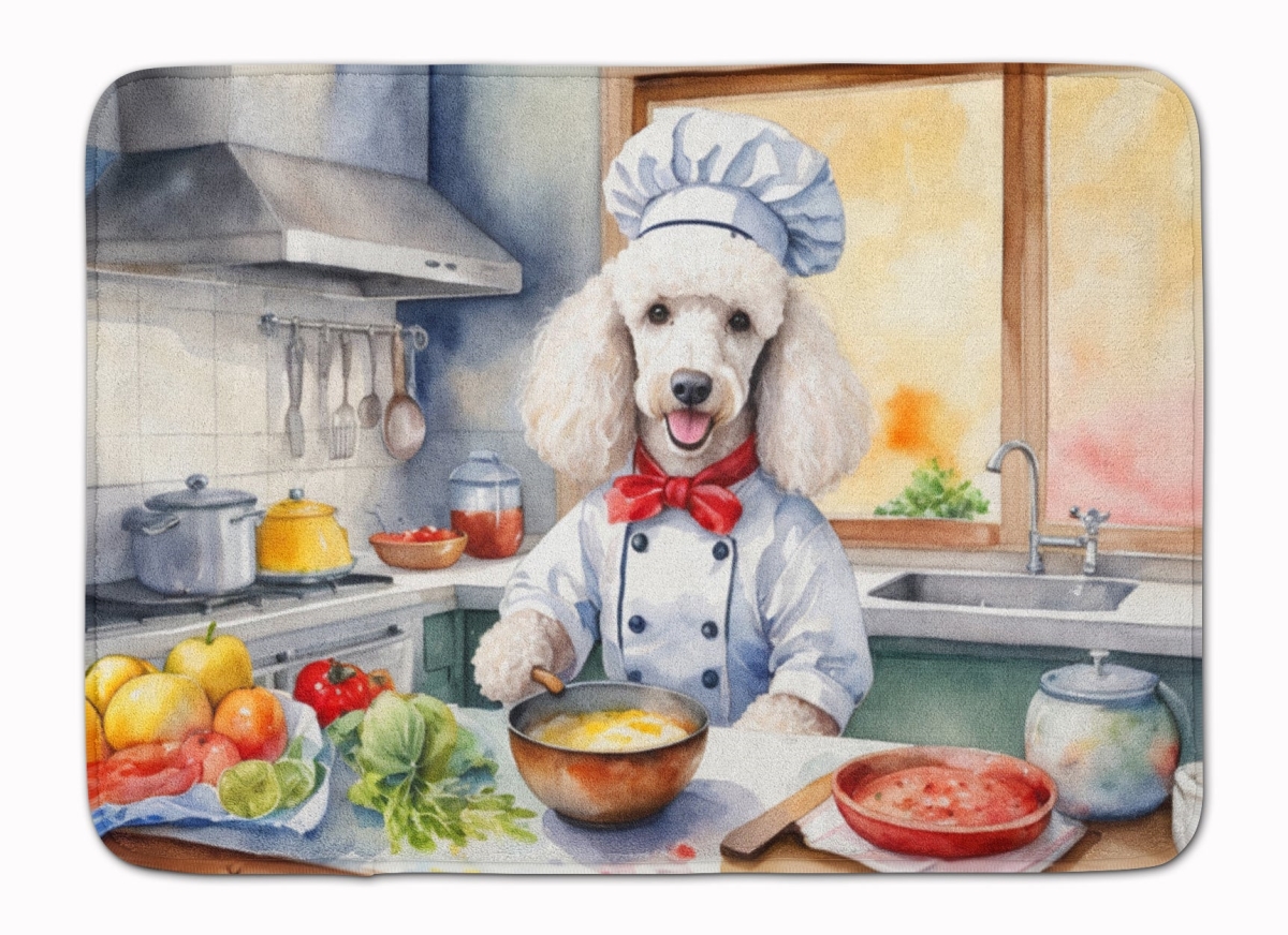 DAC6306RUG 19 x 27 in. White Poodle The Chef Memory Foam Kitchen Mat