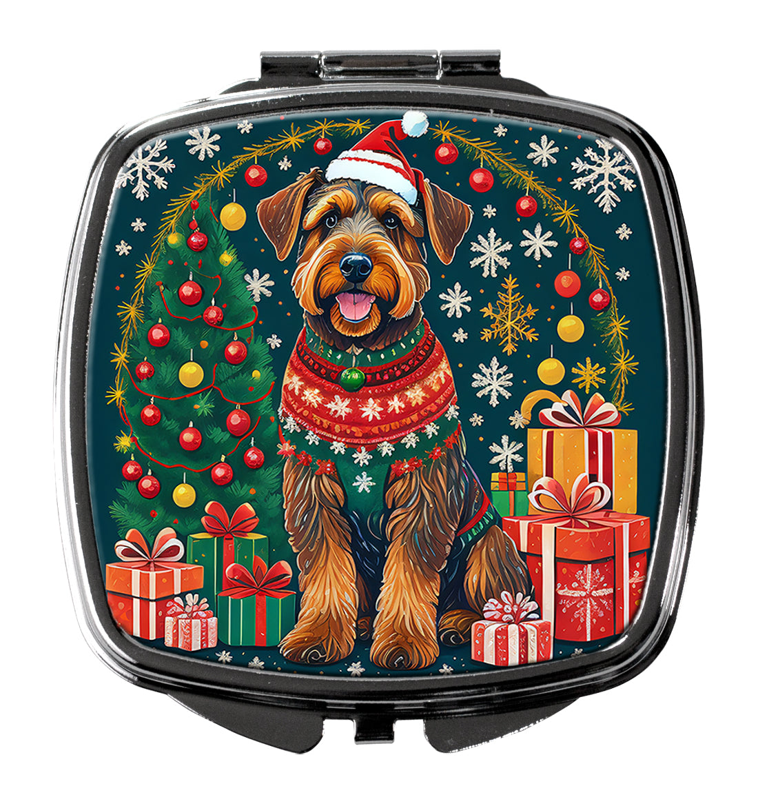 DAC1084SCM 3 x 2.75 in. Airedale Terrier Christmas Compact Mirror