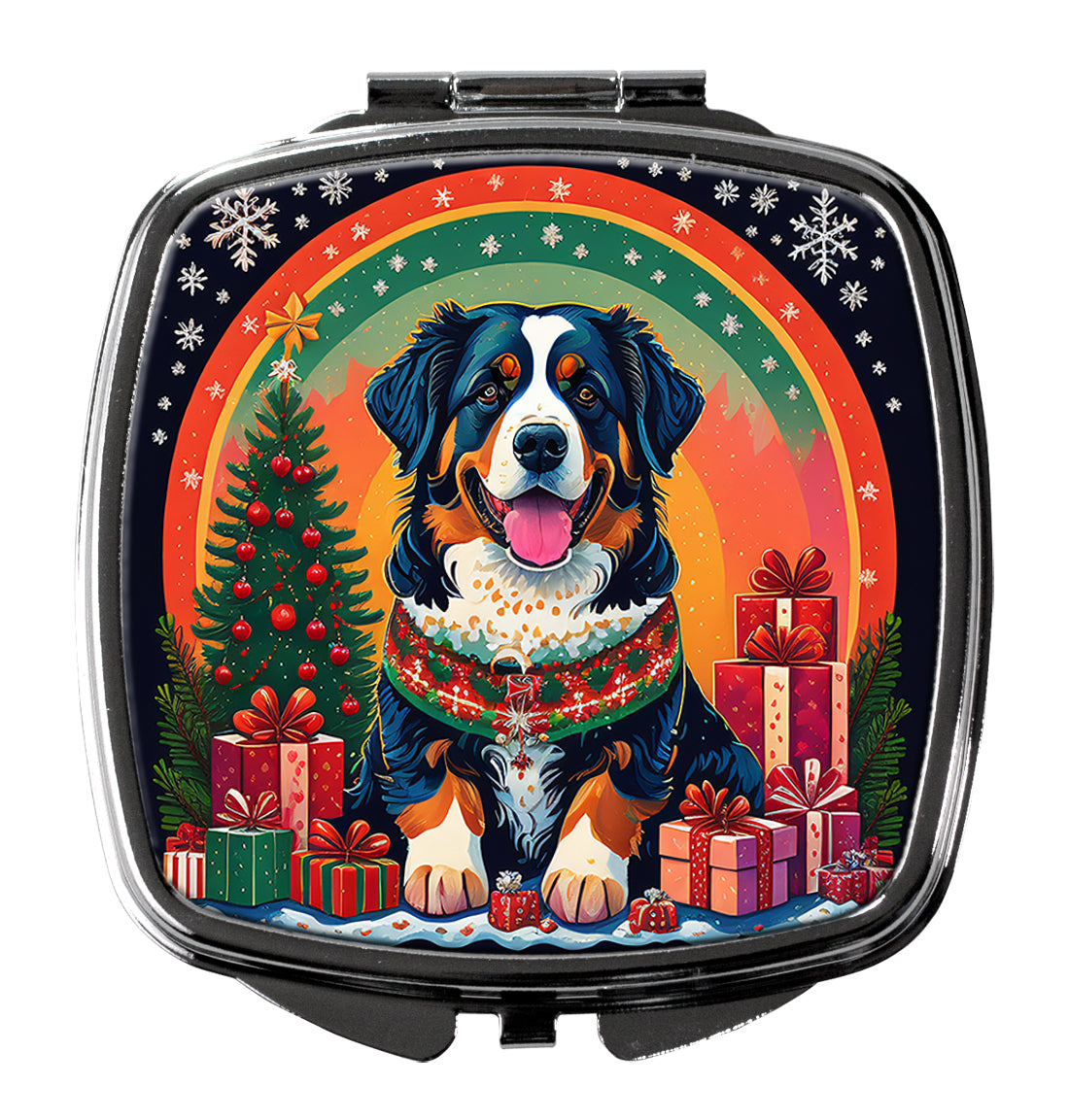 DAC1099SCM 3 x 2.75 in. Bernese Mountain Dog Christmas Compact Mirror