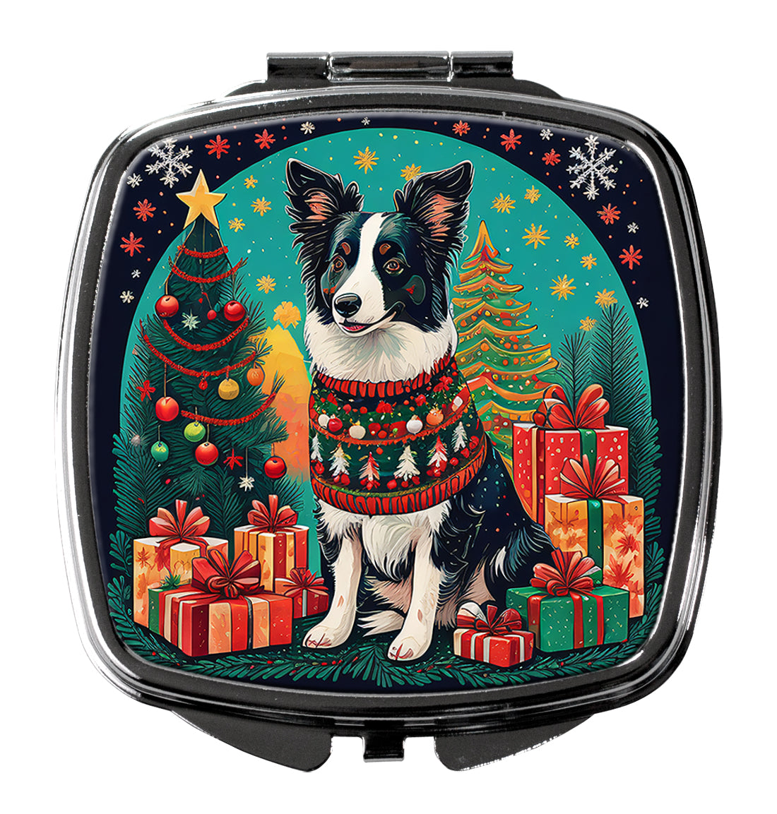 3 x 2.75 in. Border Collie Christmas Compact Mirror