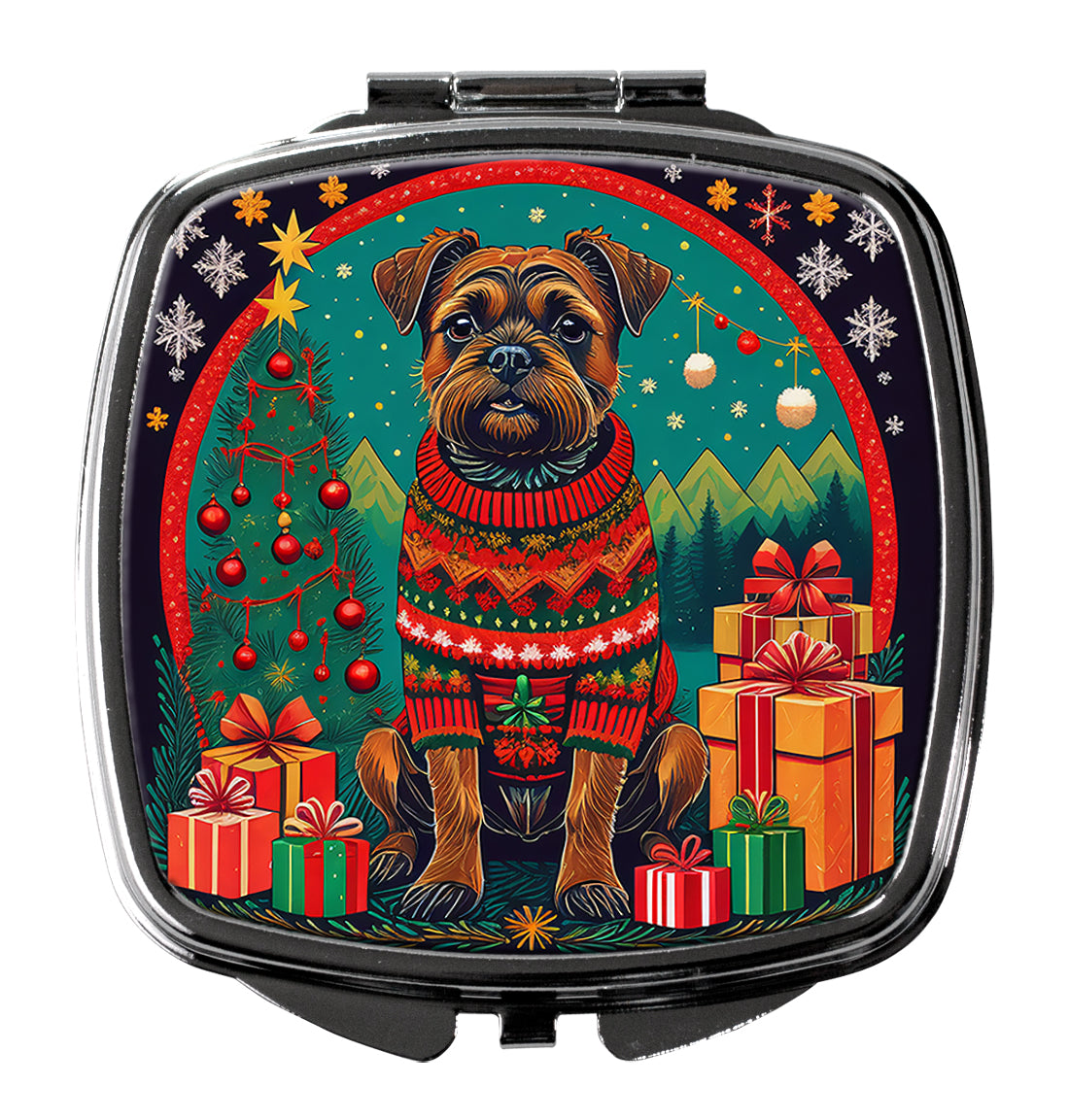 DAC1103SCM 3 x 2.75 in. Border Terrier Christmas Compact Mirror