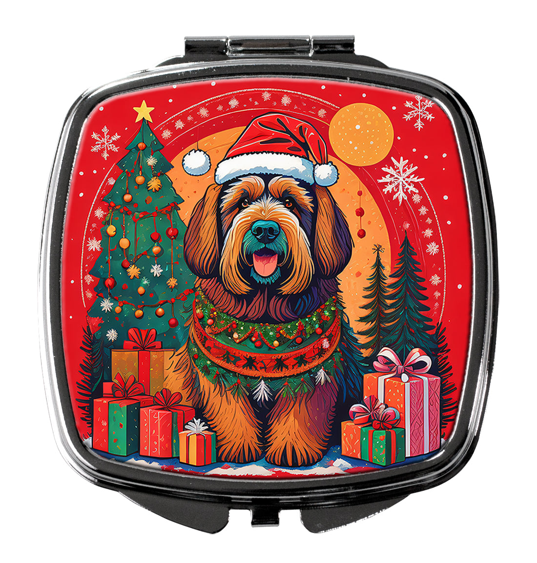DAC1108SCM 3 x 2.75 in. Briard Christmas Compact Mirror