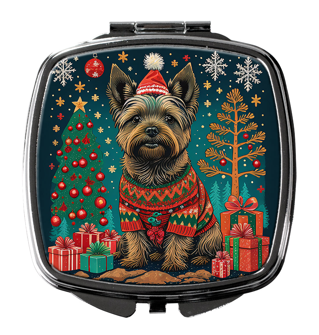 3 x 2.75 in. Cairn Terrier Christmas Compact Mirror