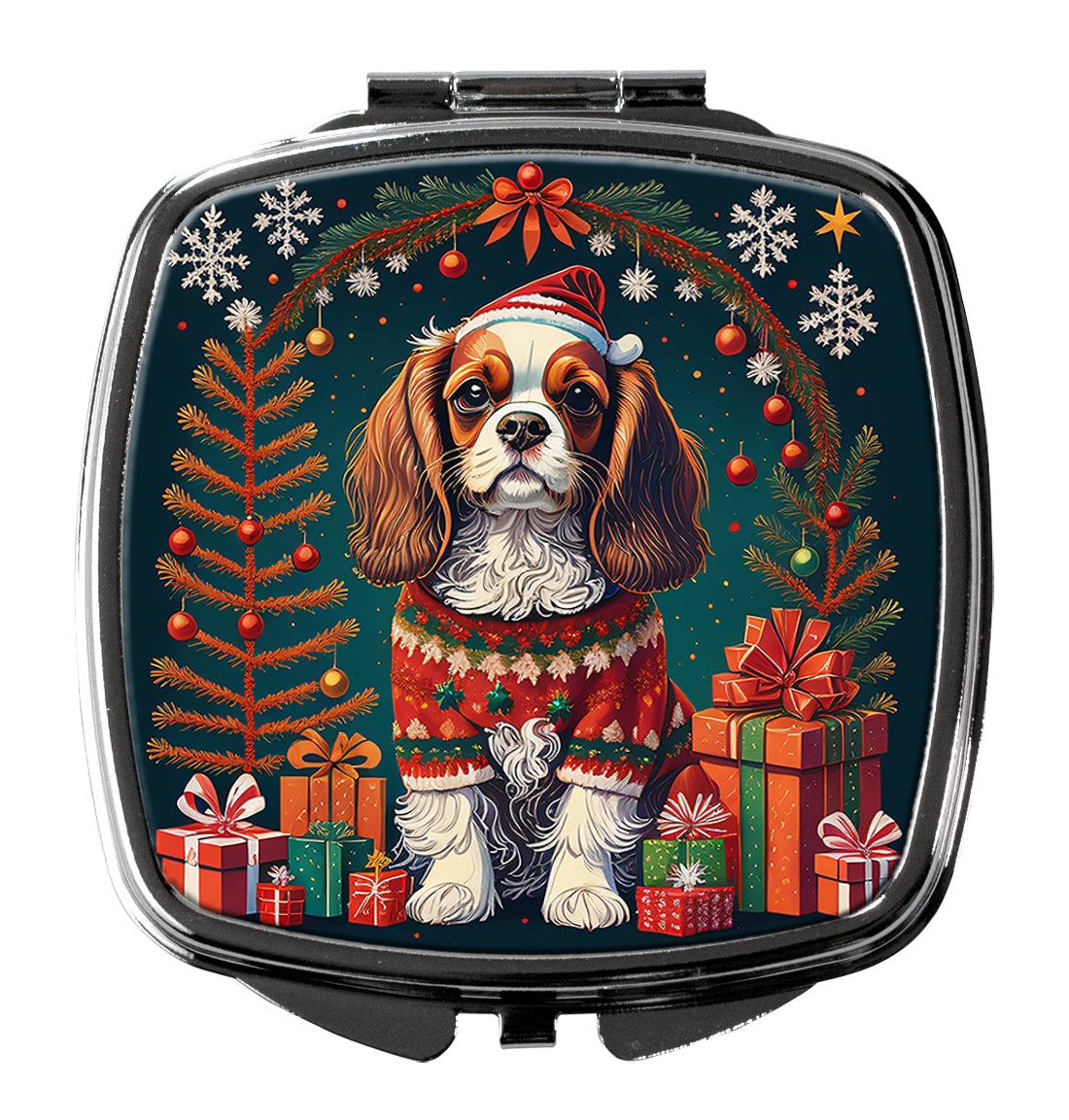 DAC1111SCM 3 x 2.75 in. Cavalier King Charles Spaniel Christmas Compact Mirror