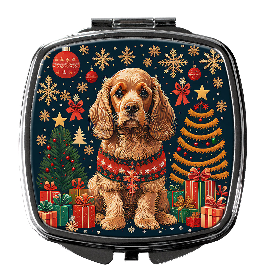 DAC1115SCM 3 x 2.75 in. Cocker Spaniel Christmas Compact Mirror