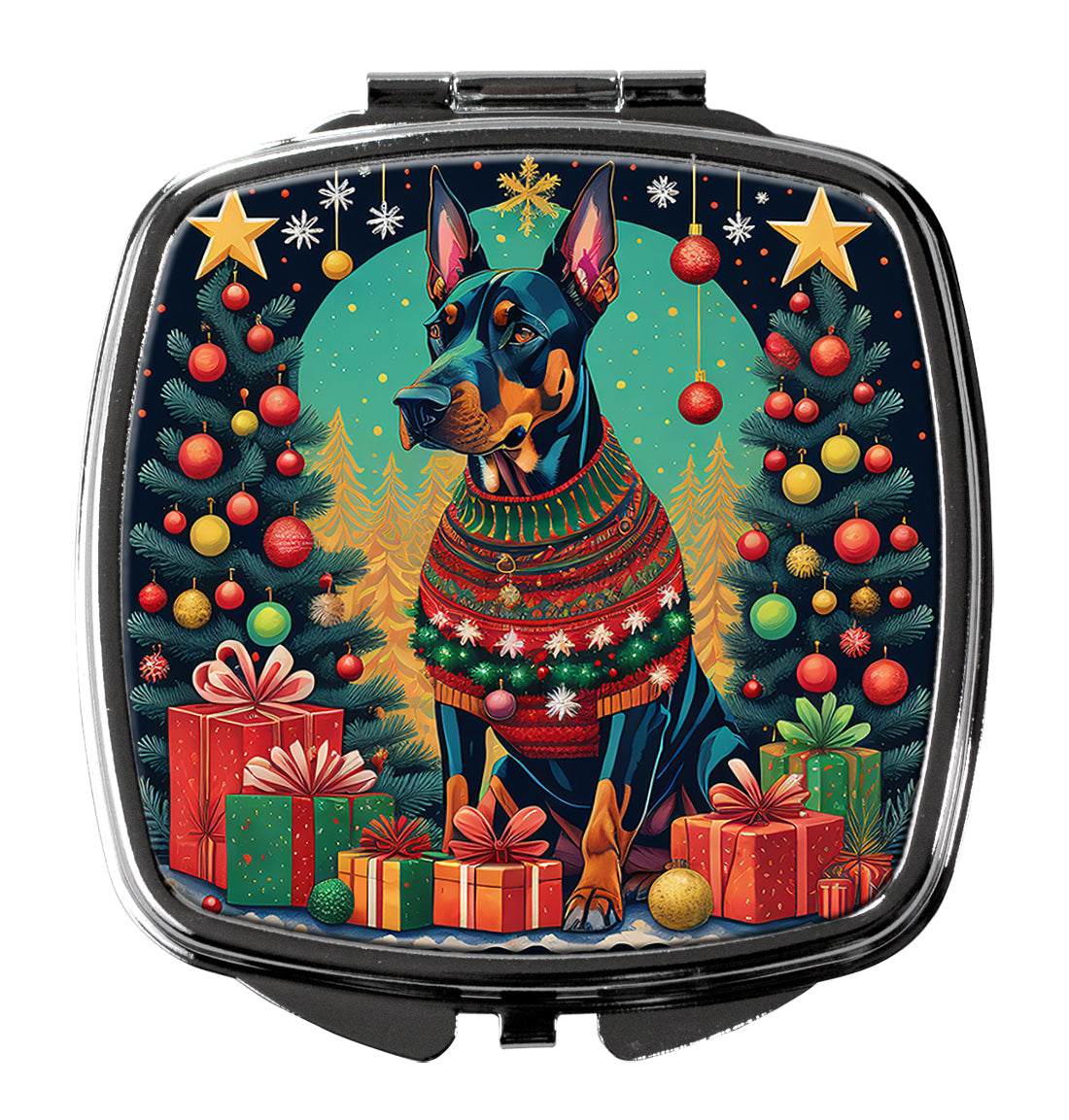 DAC1120SCM 3 x 2.75 in. Doberman Pinscher Christmas Compact Mirror