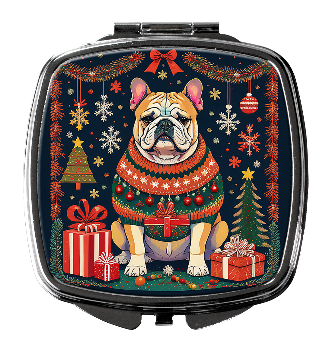 DAC1122SCM 3 x 2.75 in. English Bulldog Christmas Compact Mirror