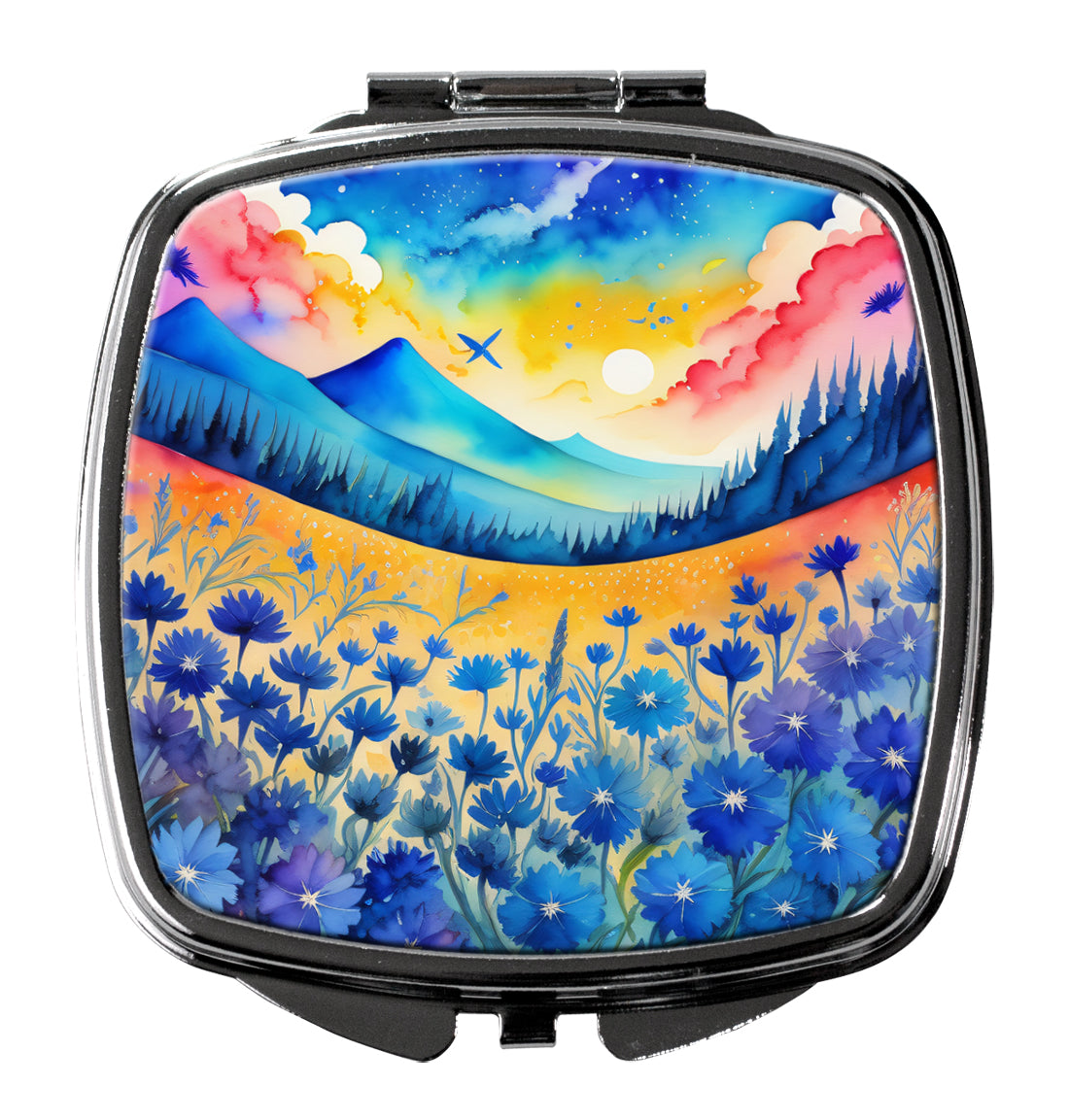 3 x 2.75 in. Colorful Blue Cornflowers Compact Mirror
