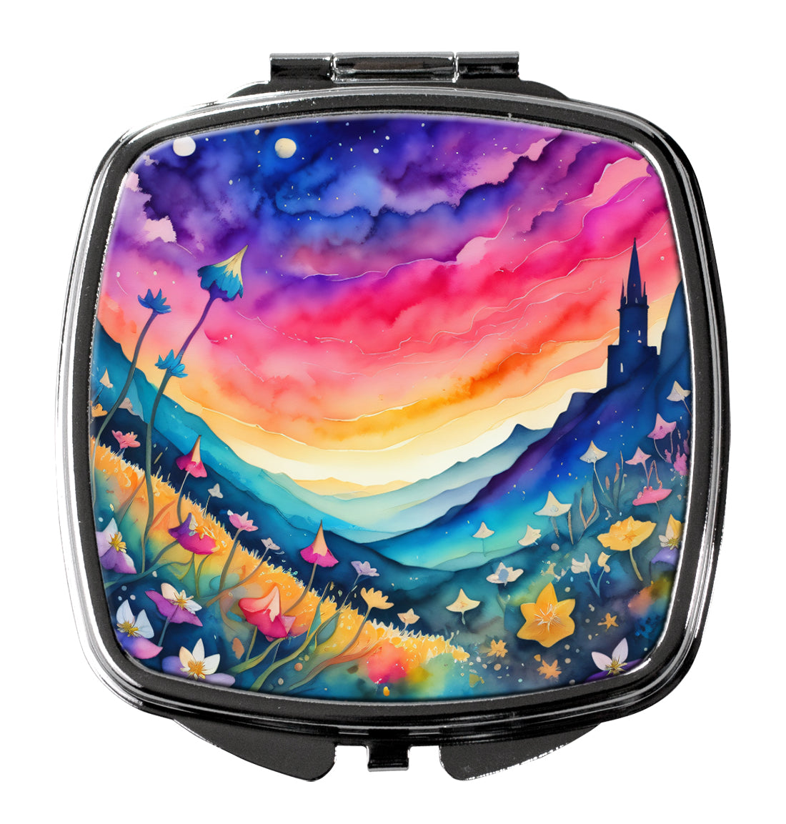 3 x 2.75 in. Colorful Campanula Compact Mirror