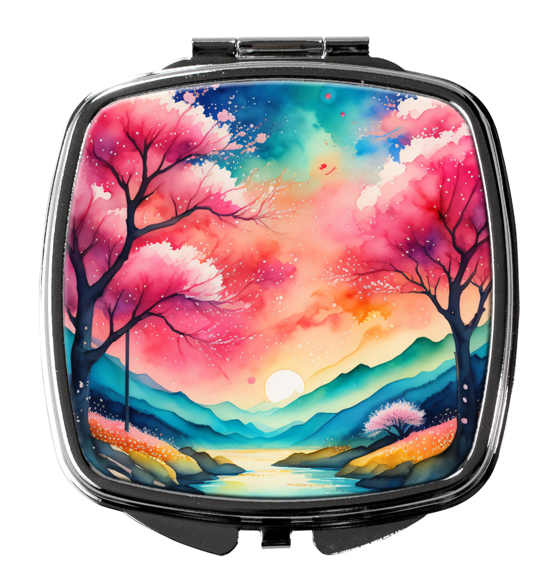 DAC1942SCM 3 x 2.75 in. Colorful Cherry Blossoms Compact Mirror