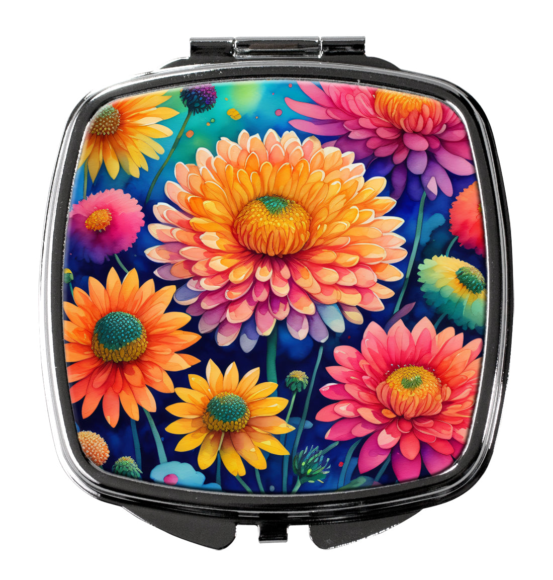 3 x 2.75 in. Colorful Chrysanthemums Compact Mirror