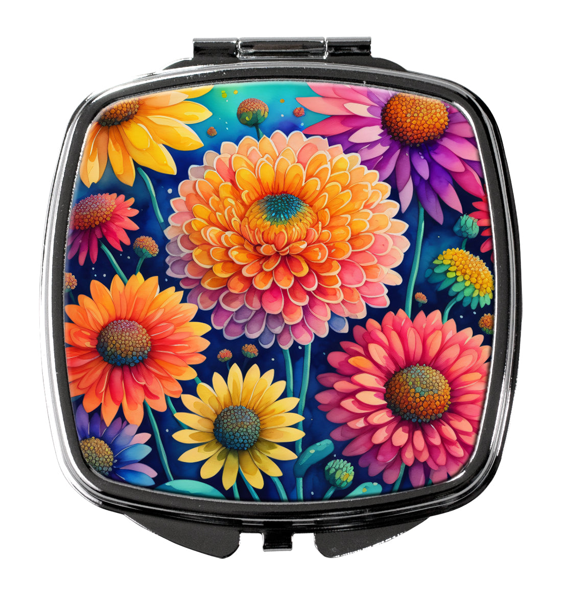 DAC1944SCM 3 x 2.75 in. Colorful Chrysanthemums Compact Mirror