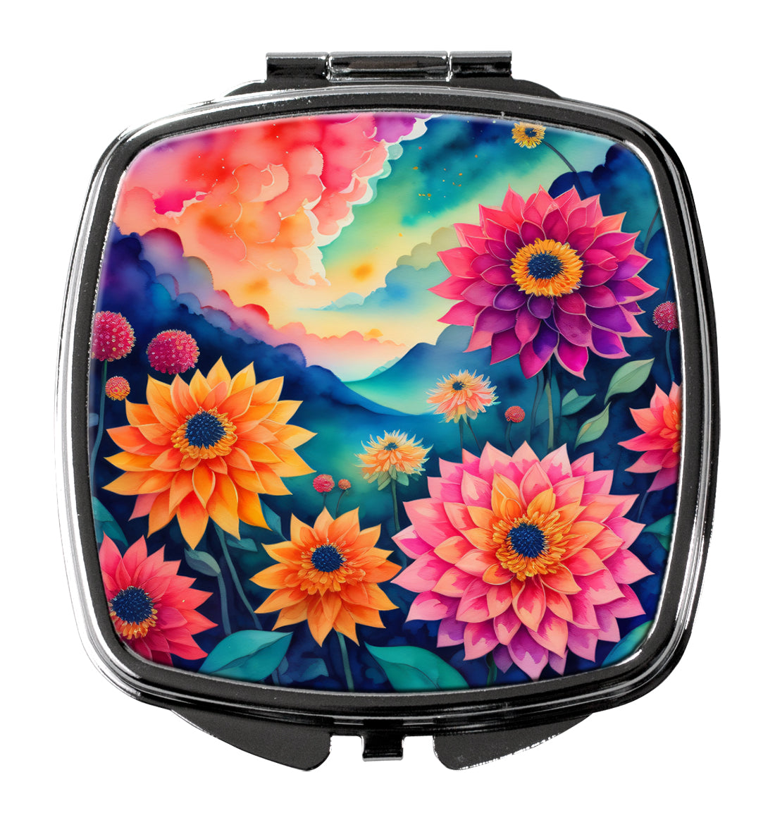 DAC1948SCM 3 x 2.75 in. Colorful Dahlias Compact Mirror