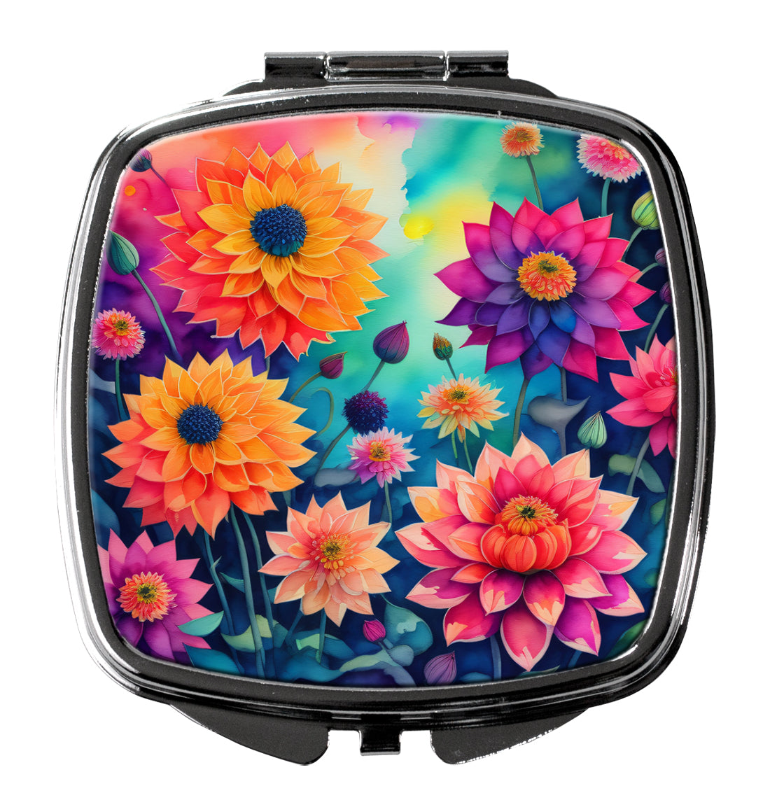 DAC1949SCM 3 x 2.75 in. Colorful Dahlias Compact Mirror