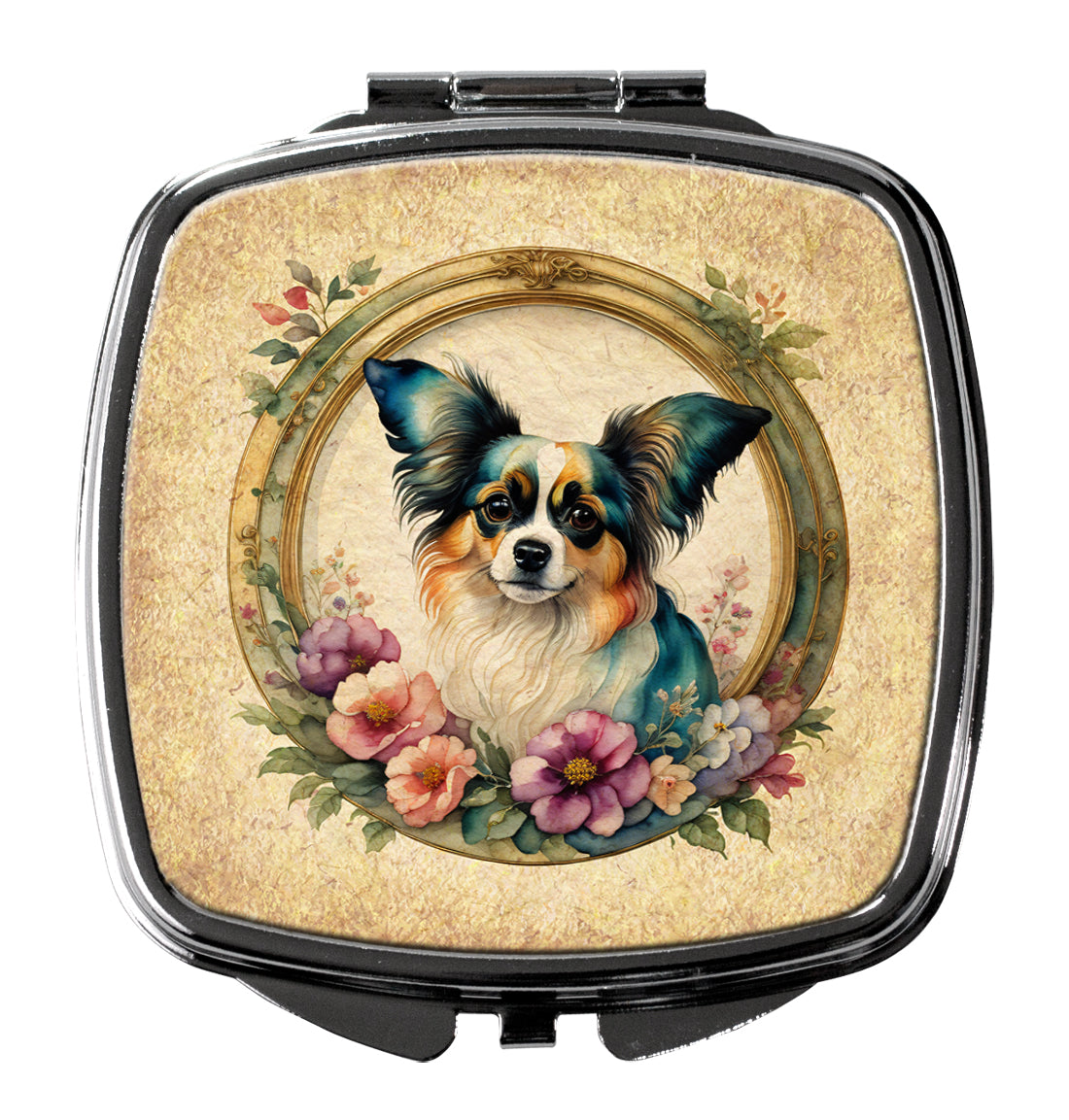 DAC2181SCM 3 x 2.75 in. Papillon & Flowers Compact Mirror