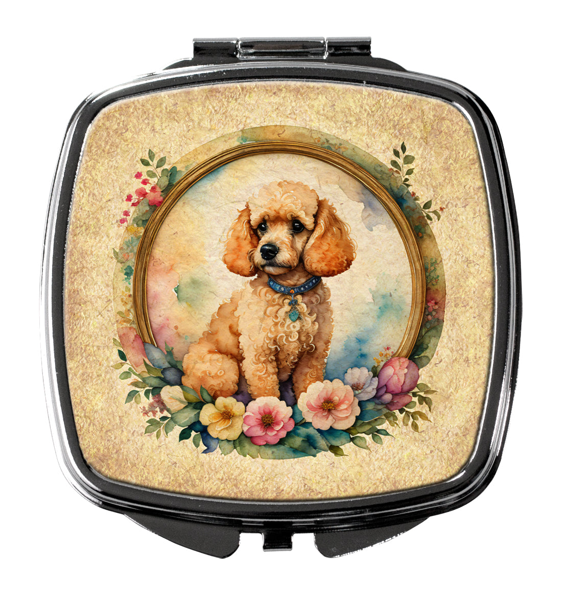 DAC2186SCM 3 x 2.75 in. Poodle & Flowers Compact Mirror