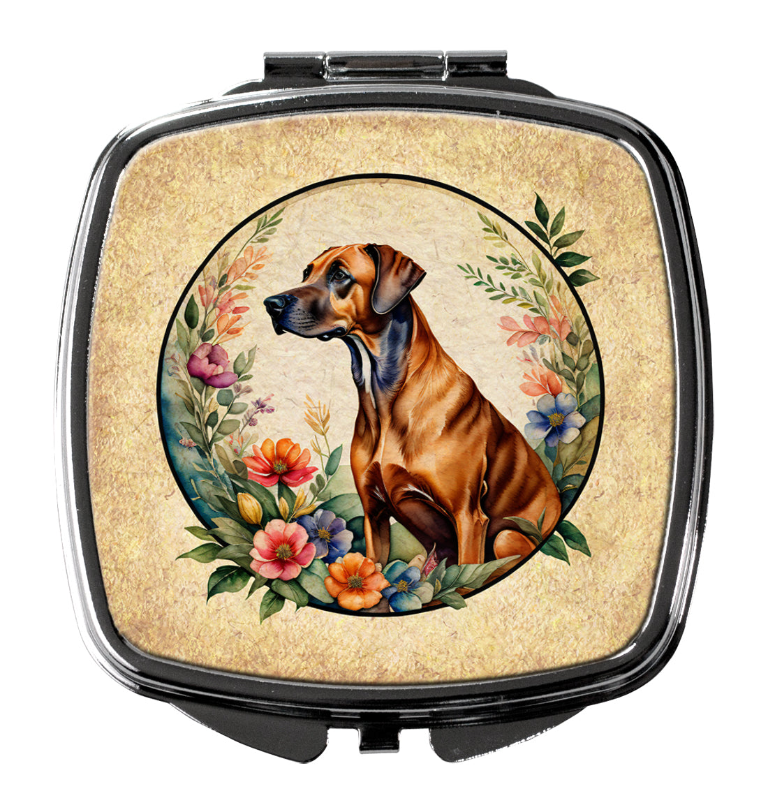 DAC2192SCM 3 x 2.75 in. Rhodesian Ridgeback & Flowers Compact Mirror