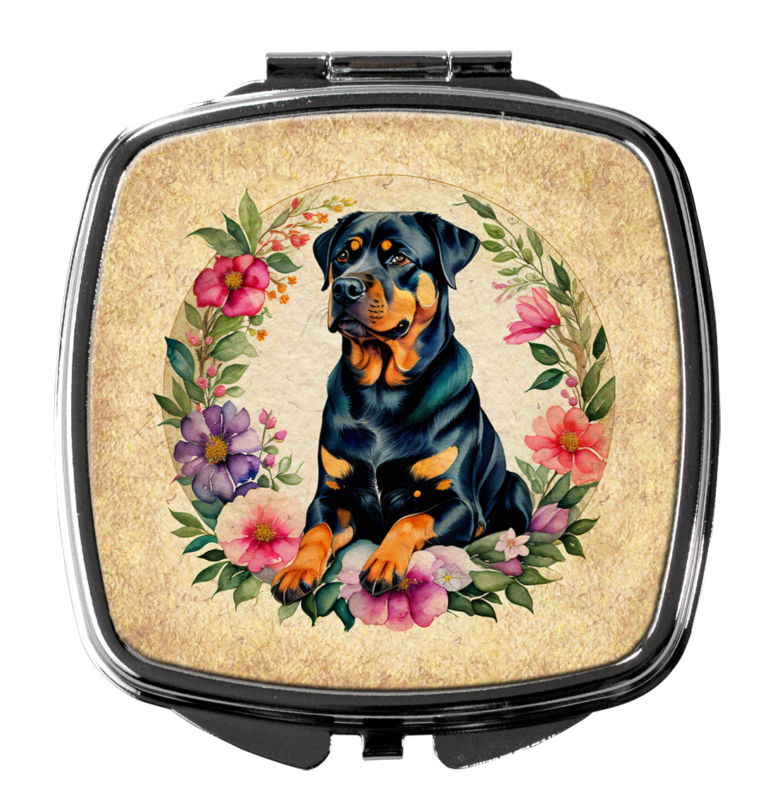 DAC2193SCM 3 x 2.75 in. Rottweiler & Flowers Compact Mirror