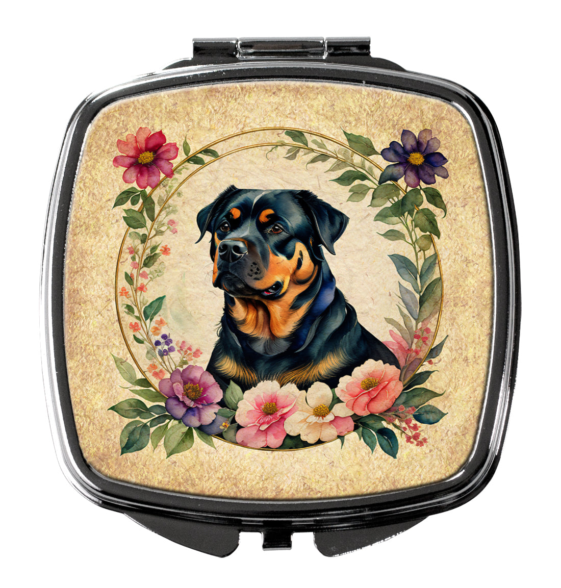 DAC2194SCM 3 x 2.75 in. Rottweiler & Flowers Compact Mirror