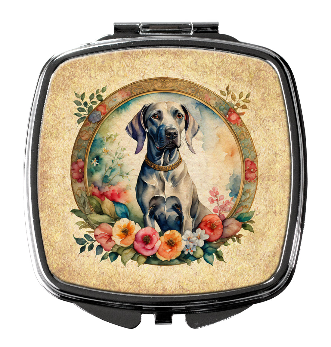 DAC2209SCM 3 x 2.75 in. Weimaraner & Flowers Compact Mirror