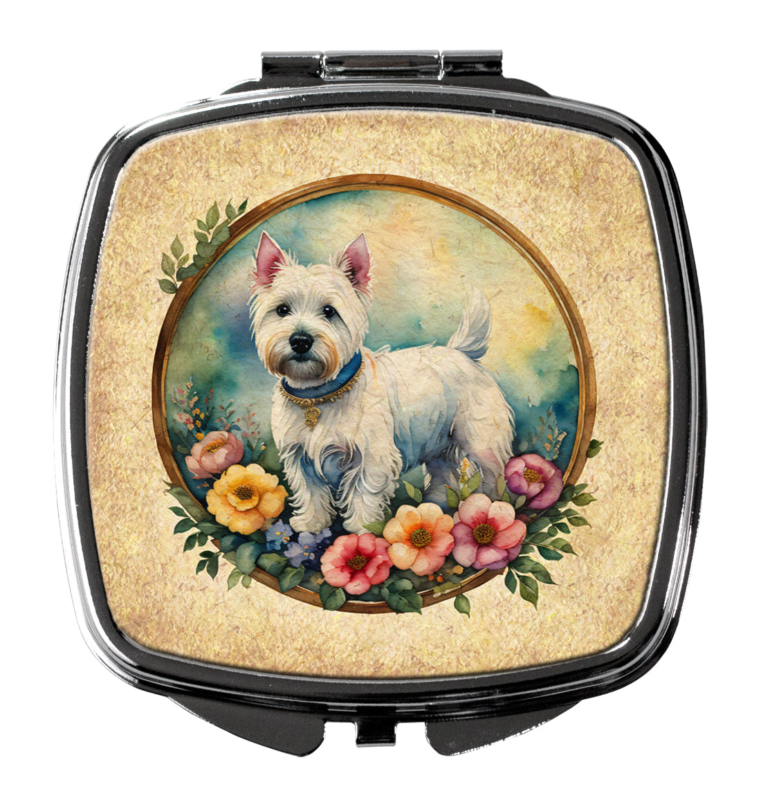 DAC2212SCM 3 x 2.75 in. Westie & Flowers Compact Mirror