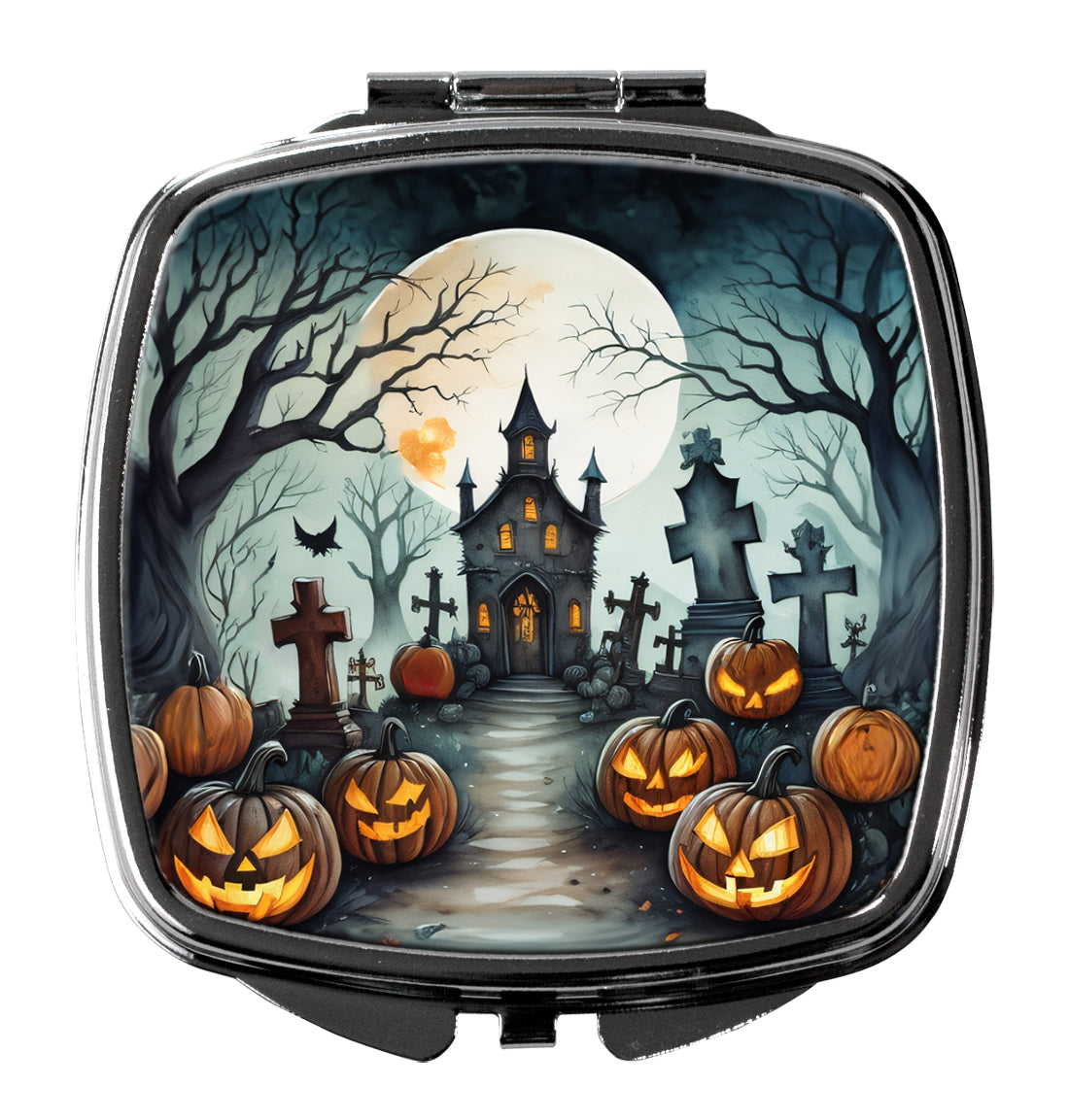DAC2215SCM 3 x 2.75 in. Graveyard Spooky Halloween Compact Mirror