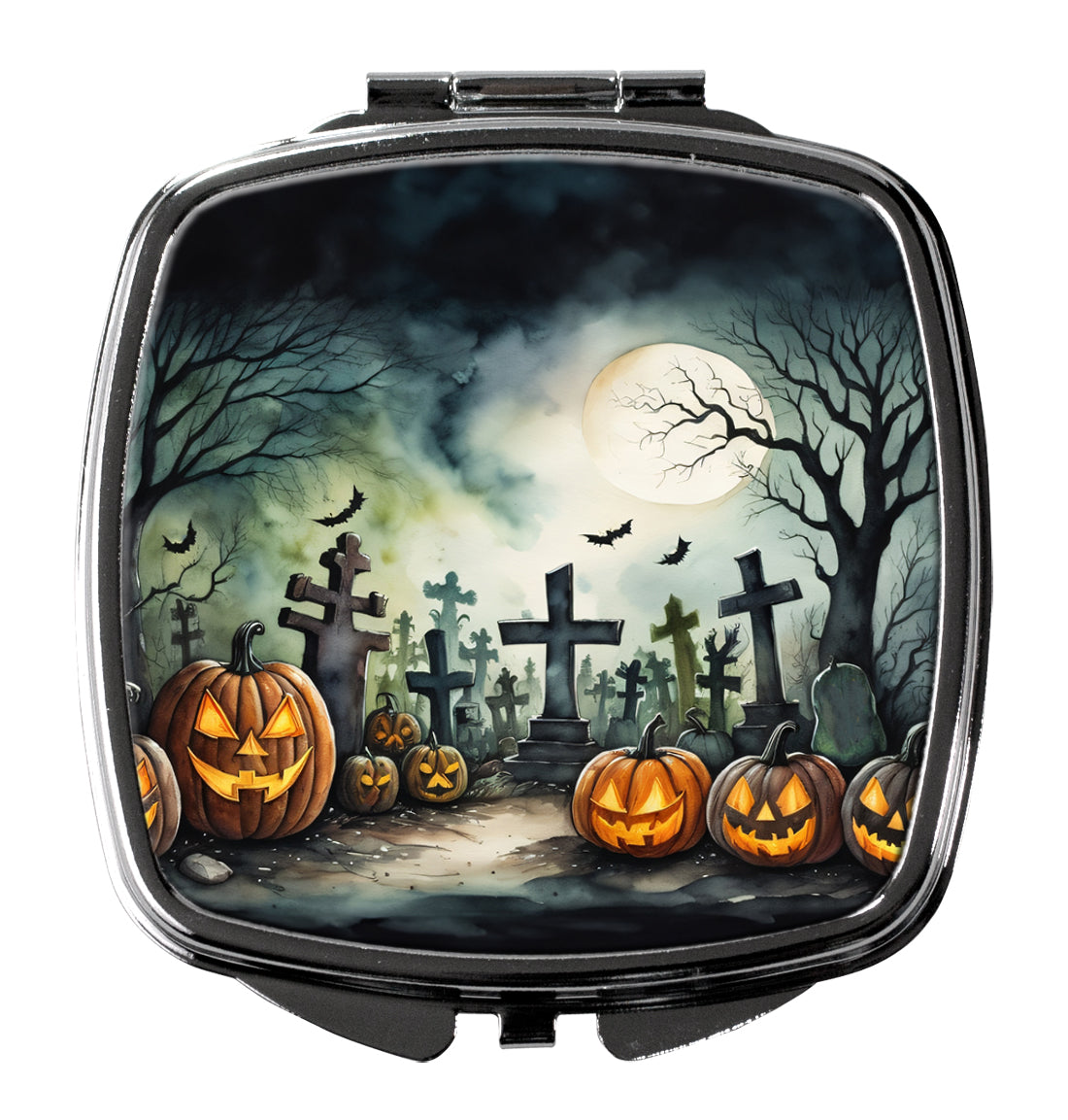 DAC2217SCM 3 x 2.75 in. Graveyard Spooky Halloween Compact Mirror