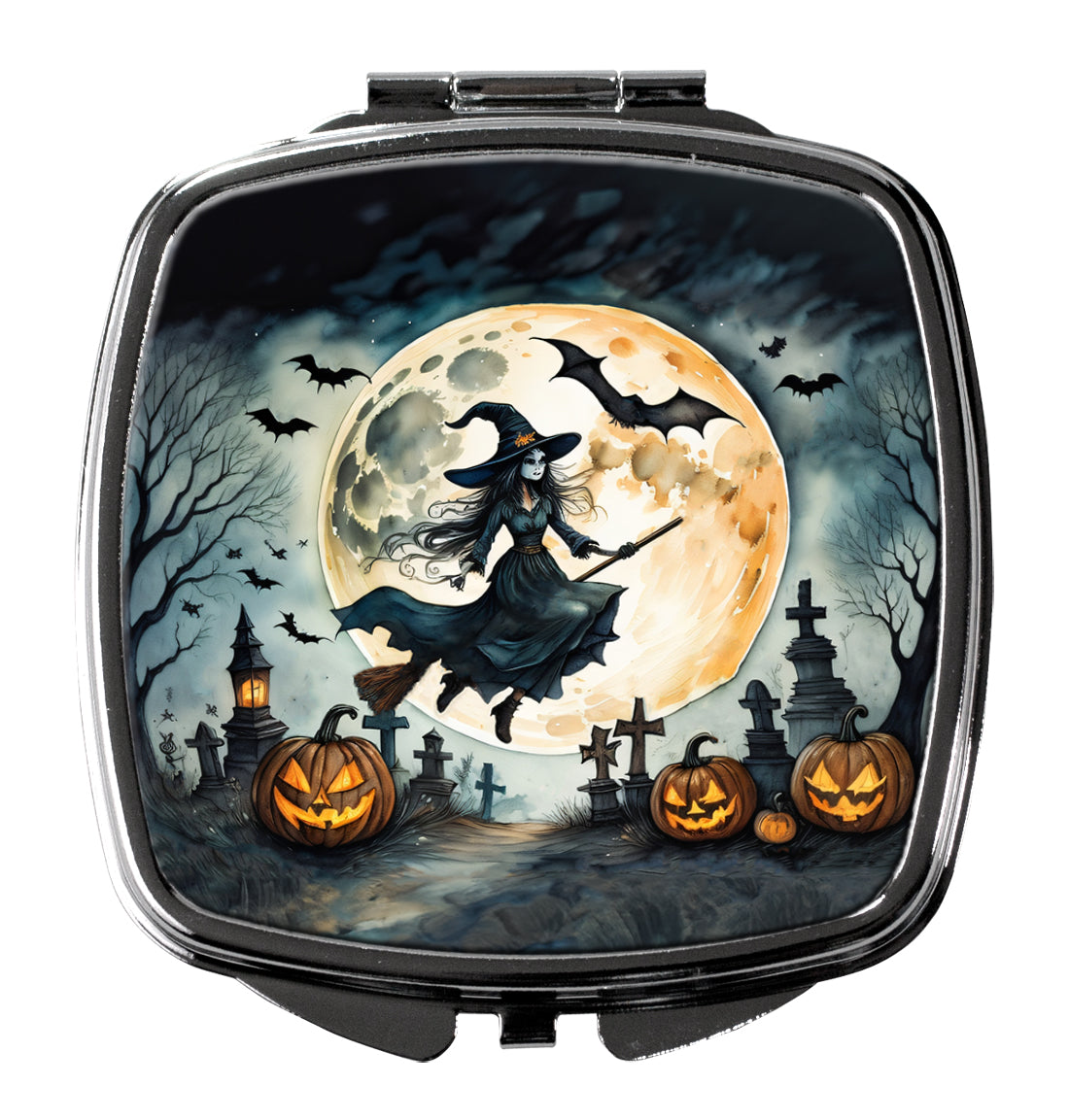 DAC2218SCM 3 x 2.75 in. Flying Witch Spooky Halloween Compact Mirror
