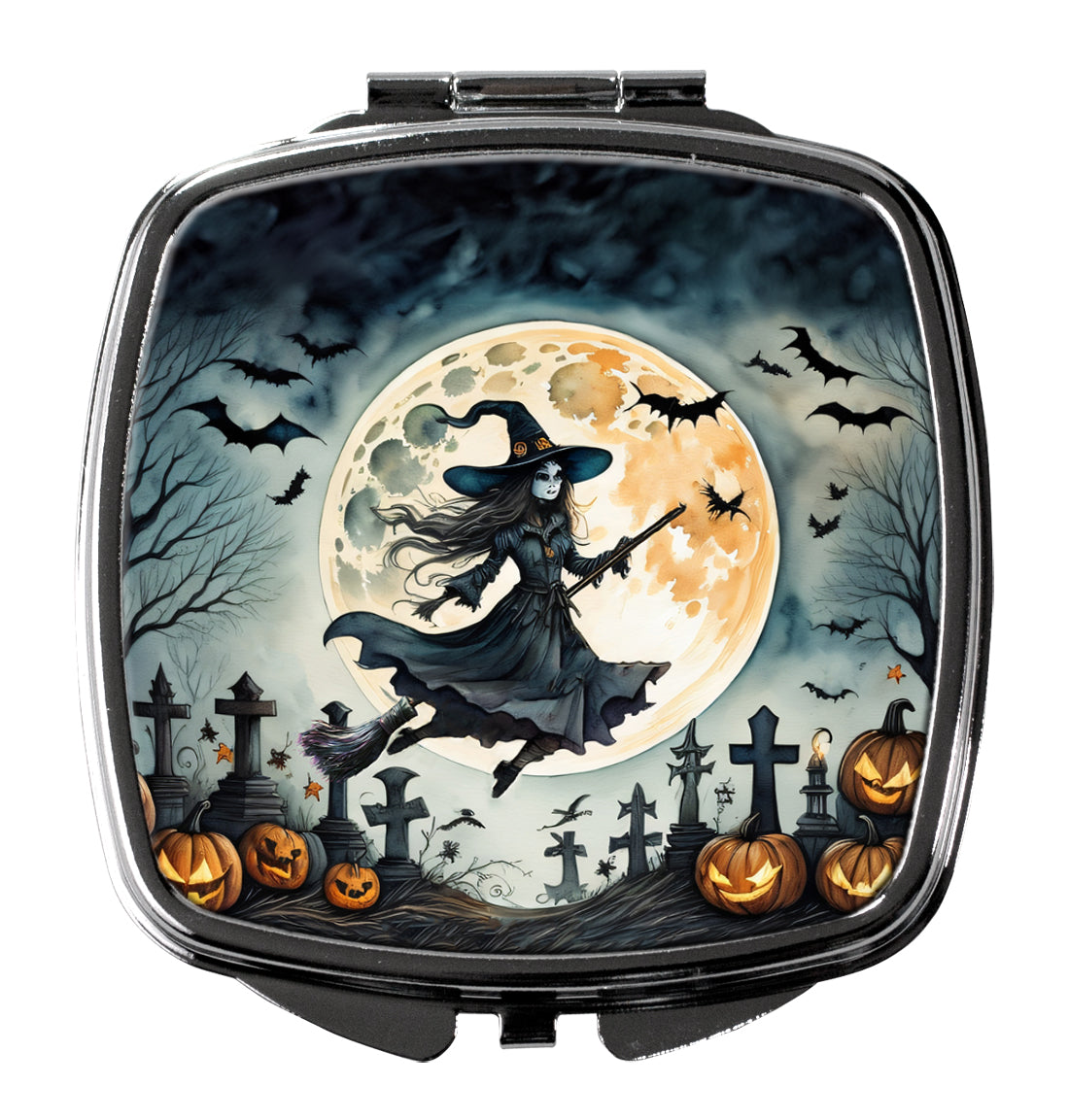 DAC2219SCM 3 x 2.75 in. Flying Witch Spooky Halloween Compact Mirror