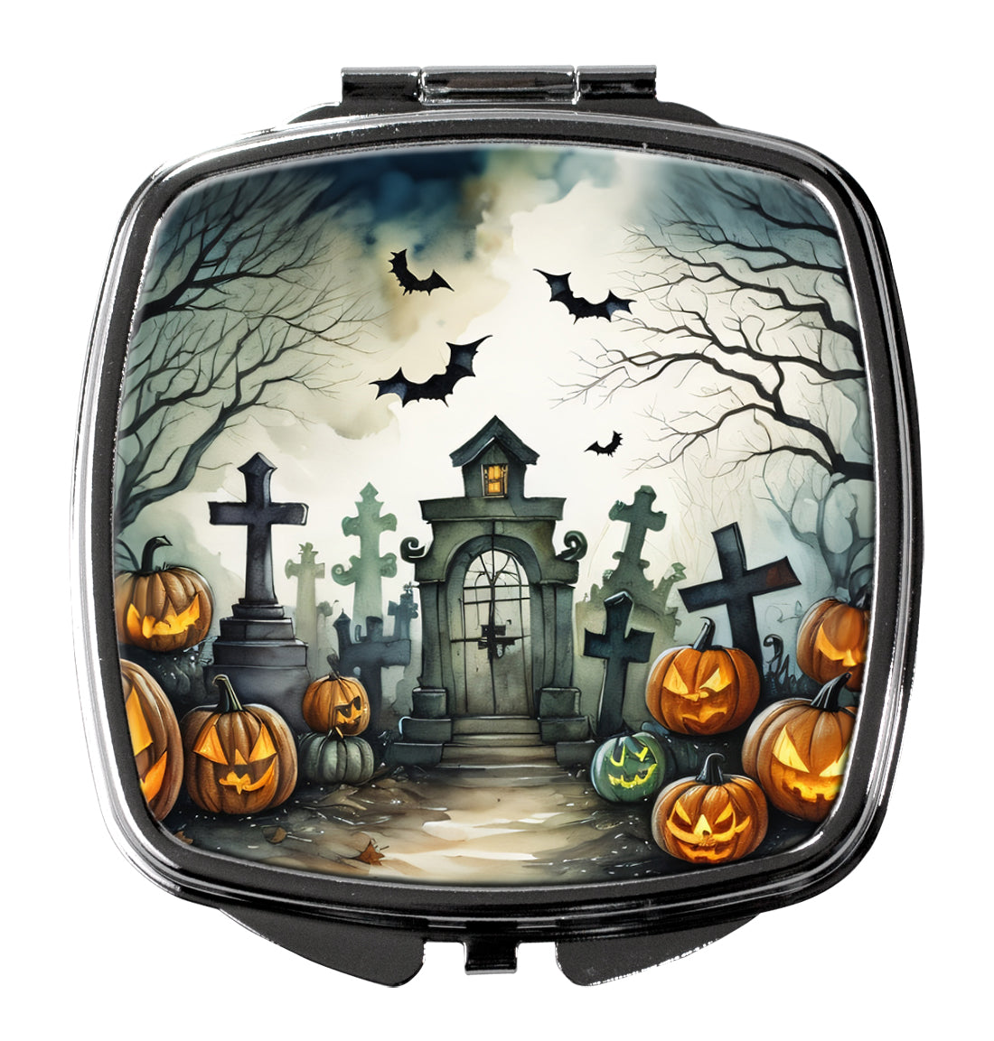DAC2222SCM 3 x 2.75 in. Graveyard Spooky Halloween Compact Mirror