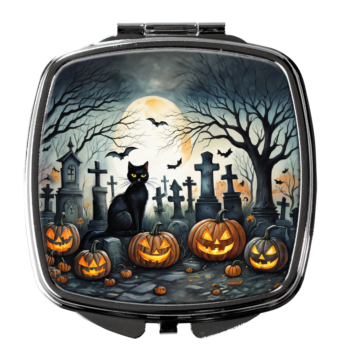 3 x 2.75 in. Black Cat Spooky Halloween Compact Mirror