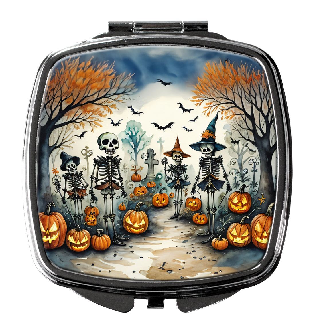 DAC2225SCM 3 x 2.75 in. Calacas Skeletons Spooky Halloween Compact Mirror