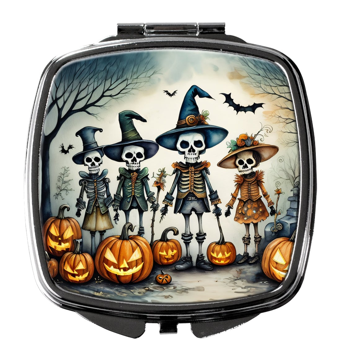 DAC2226SCM 3 x 2.75 in. Calacas Skeletons Spooky Halloween Compact Mirror