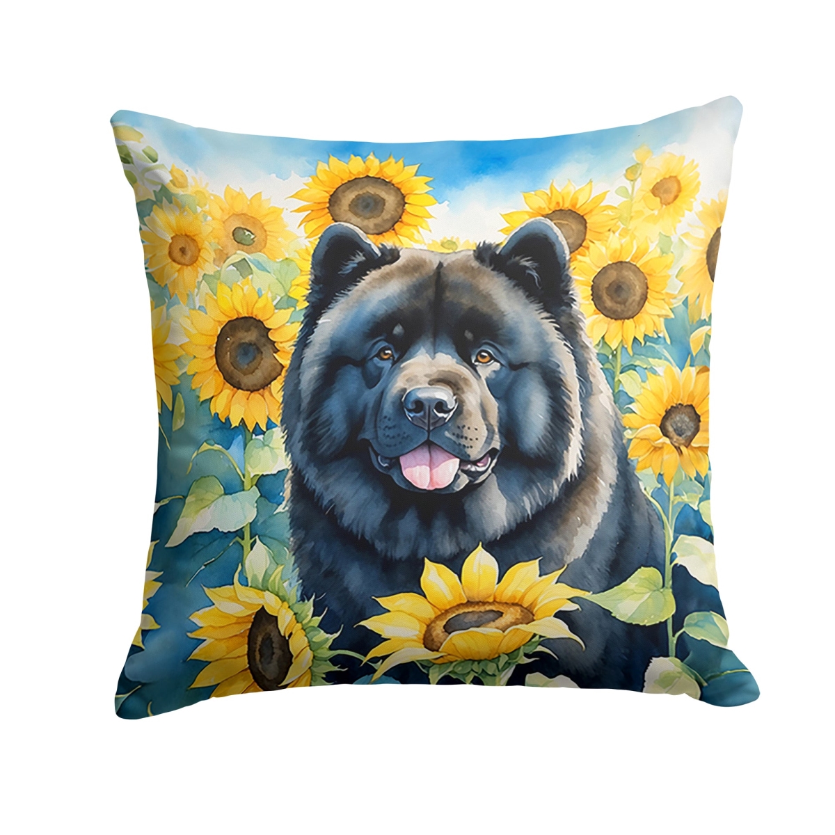 14 x 14 in. Chow Chow in Sunflowers Throw Pillow
