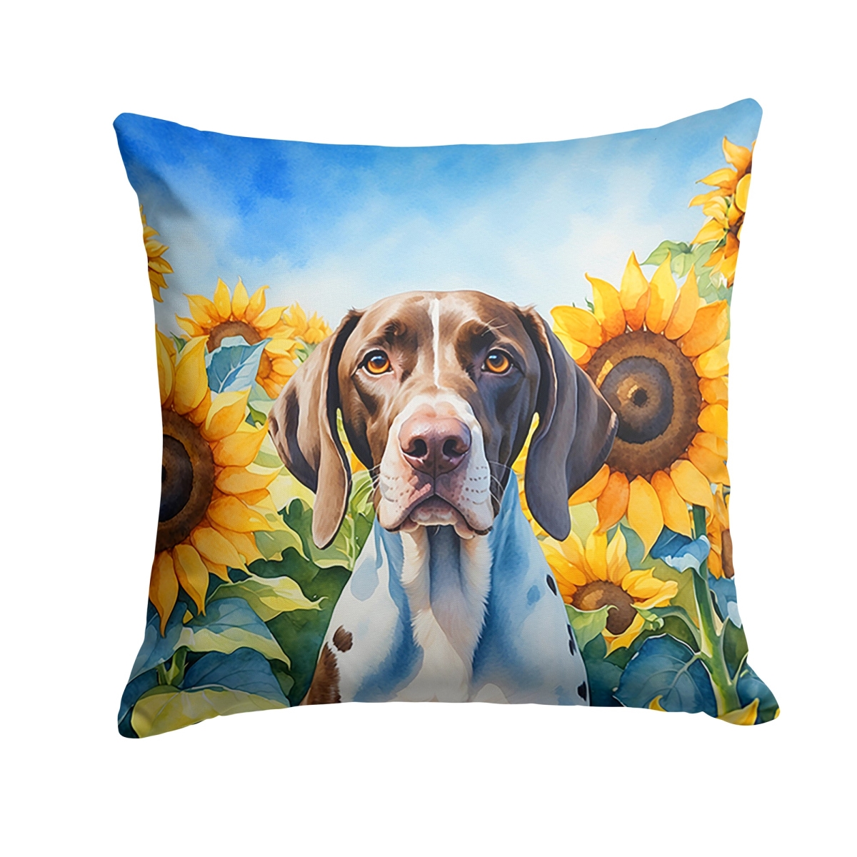 DAC6134PW1818 18 x 18 in. Pointer in Sunflowers Throw Pillow