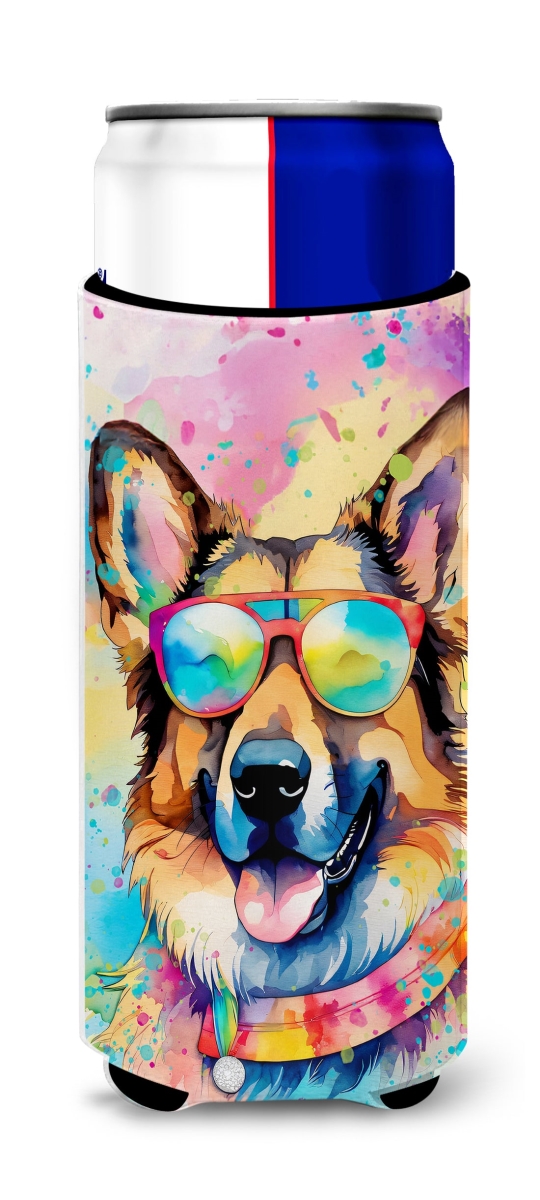 12 oz German Shepherd Hippie Dawg Hugger for Ultra Slim Cans