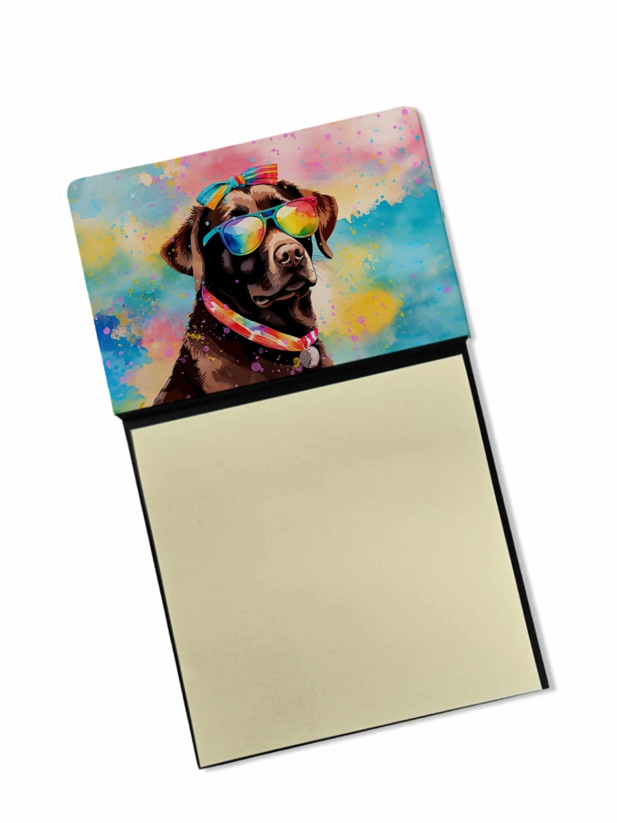 DAC2524SN 5.25 x 3.25 in. Chocolate Labrador Hippie Dawg Sticky Note Holder
