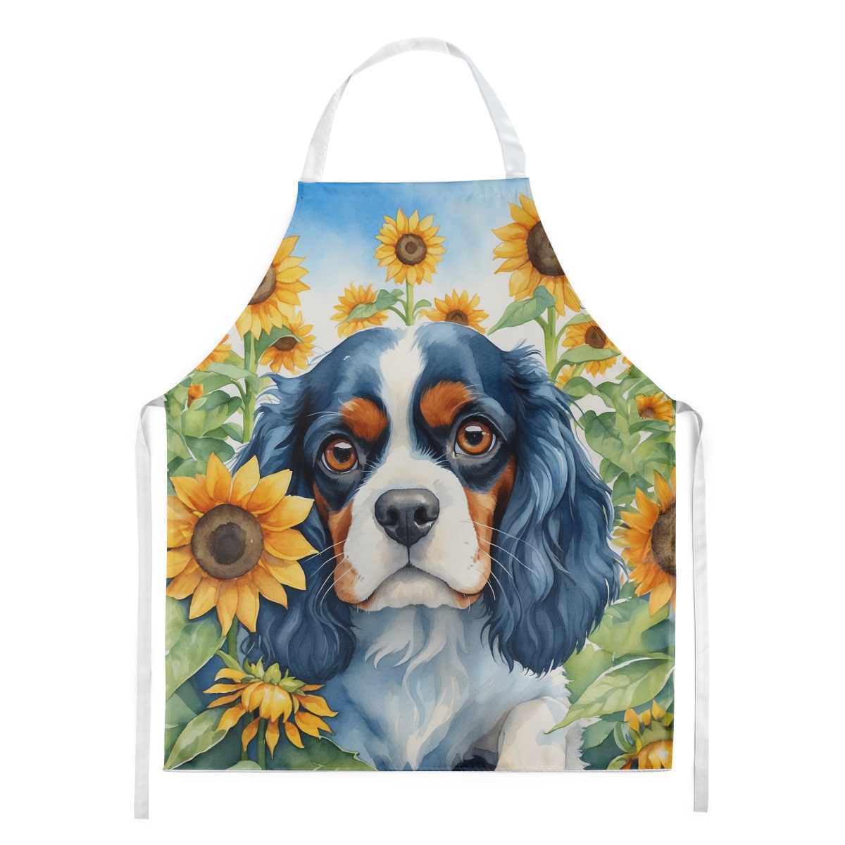 Picture of Carolines Treasures DAC6049APRON 30 x 27 in. Cavalier Spaniel in Sunflowers Apron