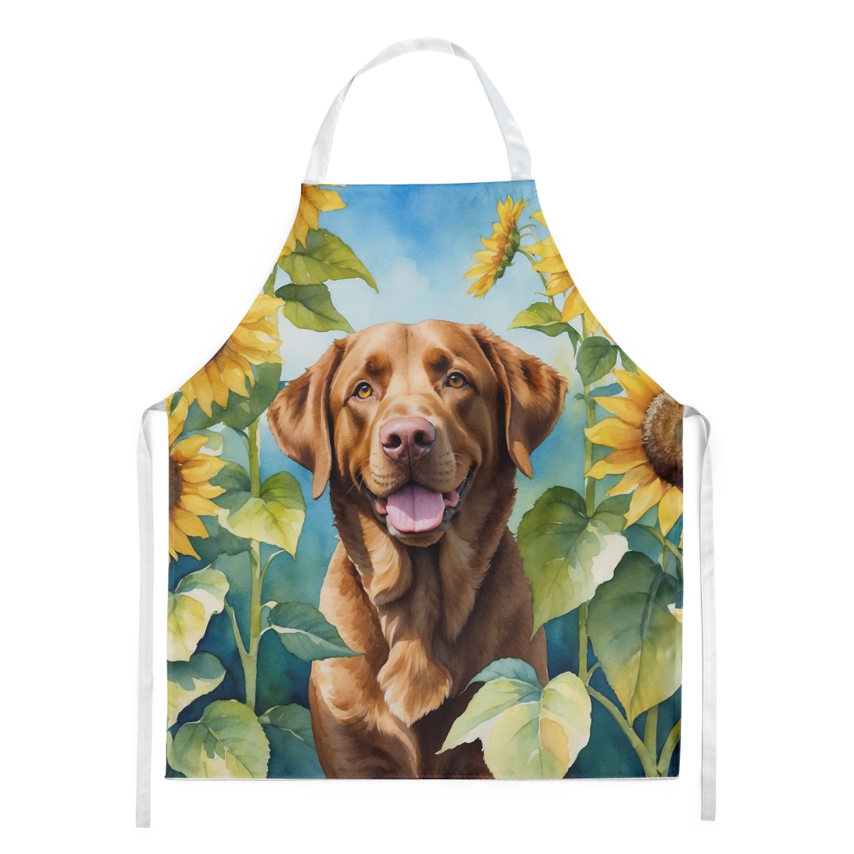 Picture of Carolines Treasures DAC6050APRON 30 x 27 in. Chesapeake Bay Retriever in Sunflowers Apron