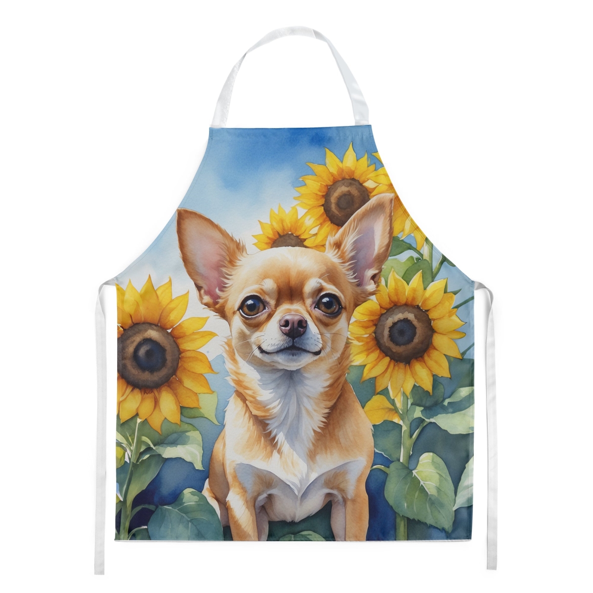 Picture of Carolines Treasures DAC6051APRON 30 x 27 in. Chihuahua in Sunflowers Apron