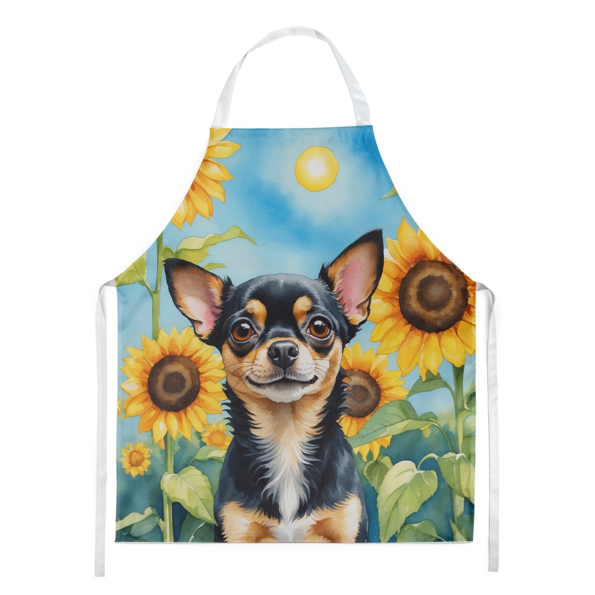 Picture of Carolines Treasures DAC6052APRON 30 x 27 in. Chihuahua in Sunflowers Apron