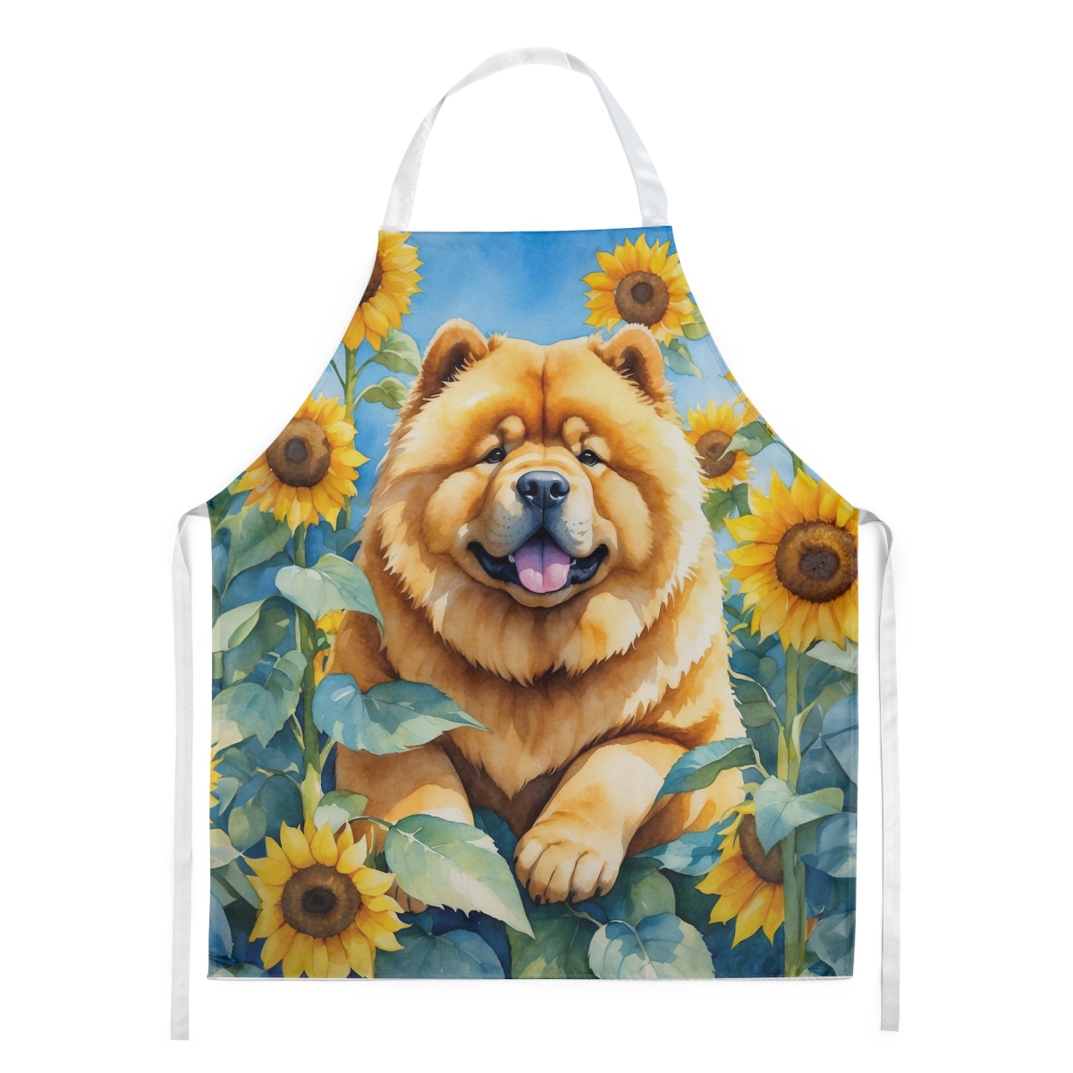 Picture of Carolines Treasures DAC6055APRON 30 x 27 in. Chow Chow in Sunflowers Apron