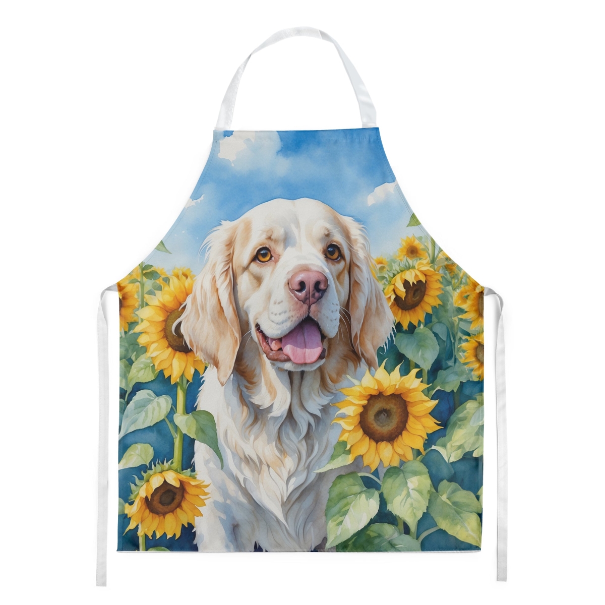 Picture of Carolines Treasures DAC6056APRON 30 x 27 in. Clumber Spaniel in Sunflowers Apron