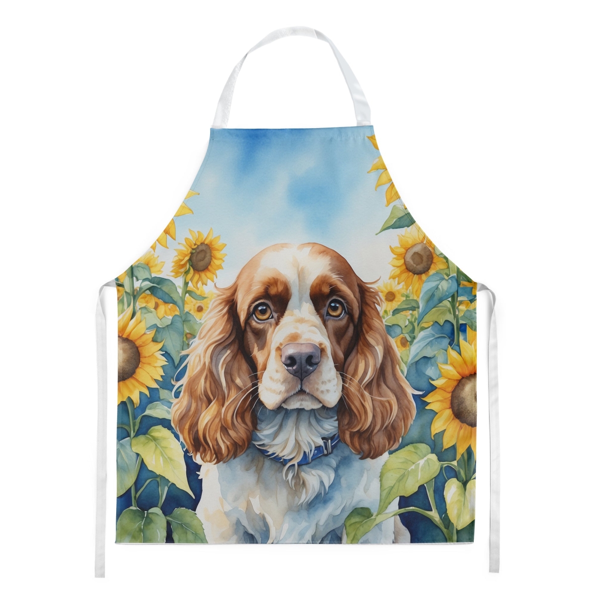 Picture of Carolines Treasures DAC6058APRON 30 x 27 in. Cocker Spaniel in Sunflowers Apron